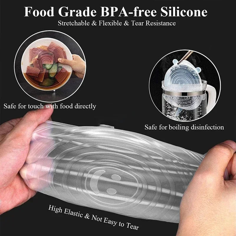 Silicone Stretch Lid Kitchen Accessories Can Be Reused Food Cover Plastic Wrap Cover Fresh-Keeping Sealed Bowl Storage Home